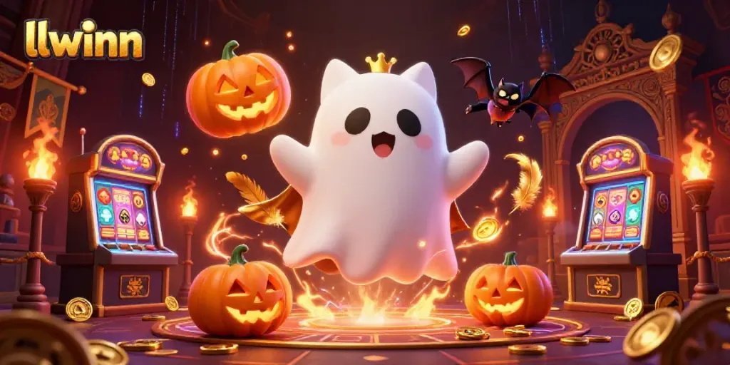 Experience thrilling slots action with the ghost cat and poker-jack-o-lanterns in llwinn casino.