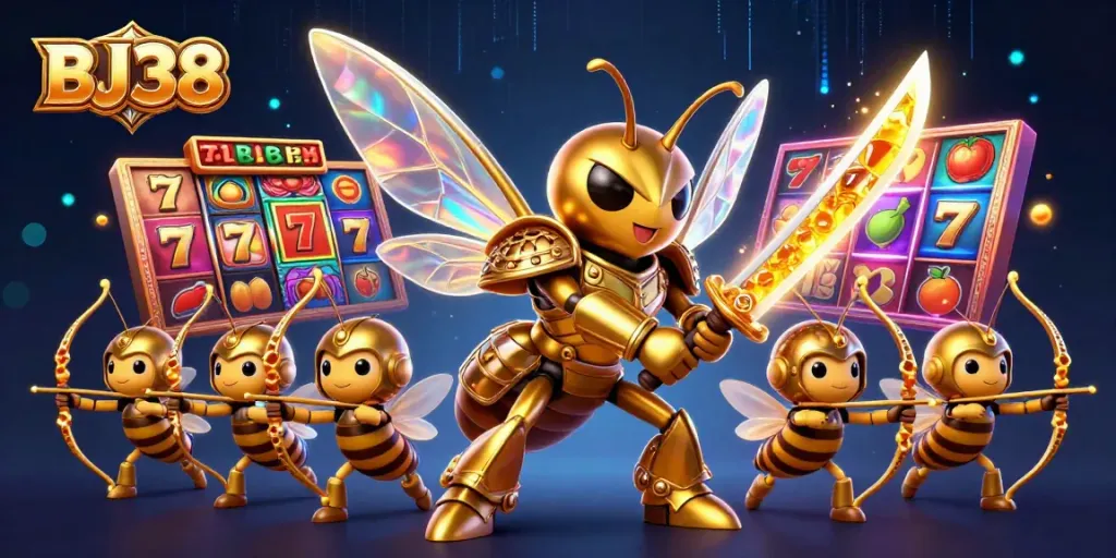 BJ38 offers an exciting adventure with a golden hornet samurai and engaging slot game elements.