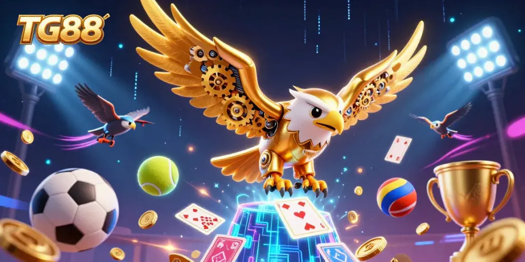 Engage in betting thrills with TG88 in an electrifying casino scene filled with dynamic games.