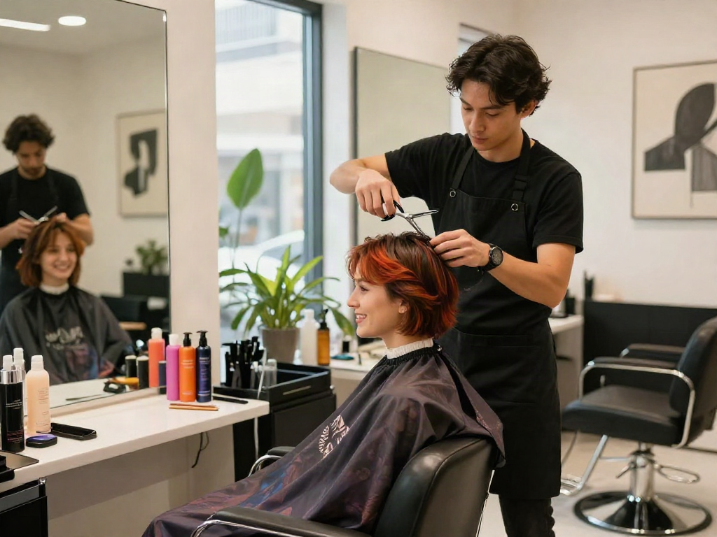 Professional hairstylist at https://carbonegroupparrucchieri.it/ giving a stylish haircut in a modern salon.