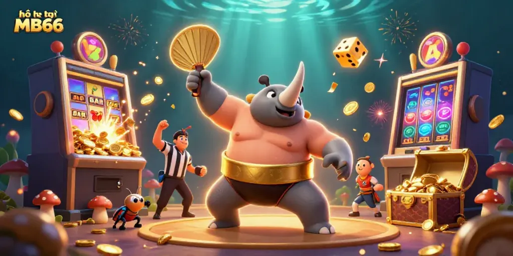 Engage with the vibrant action of hỗ trợ MB66 in this dynamic 3D casino scene featuring a beetle champion.