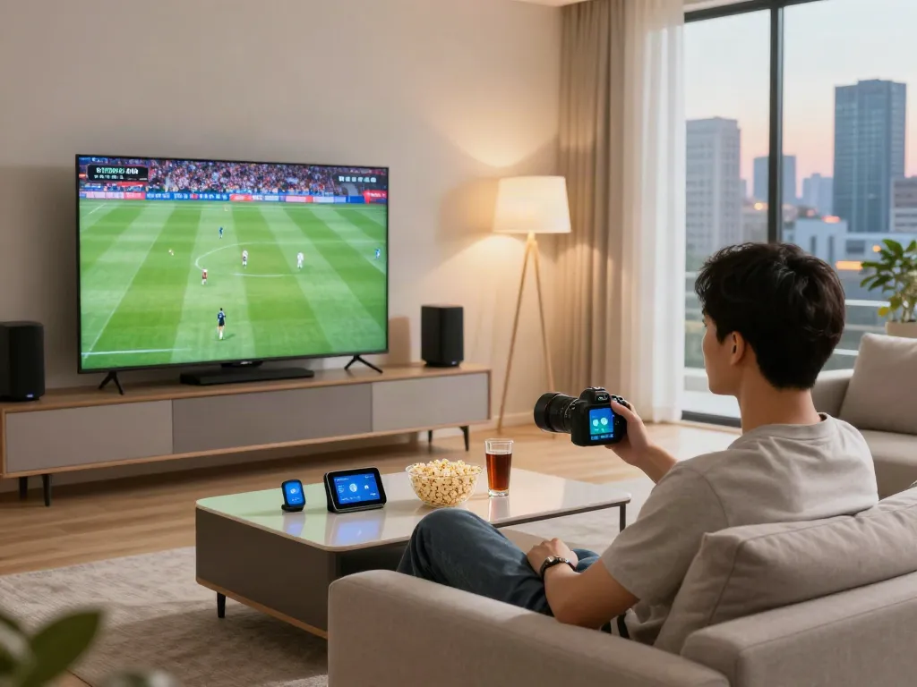 Miglior IPTV streaming service in a modern living room with a vibrant atmosphere.
