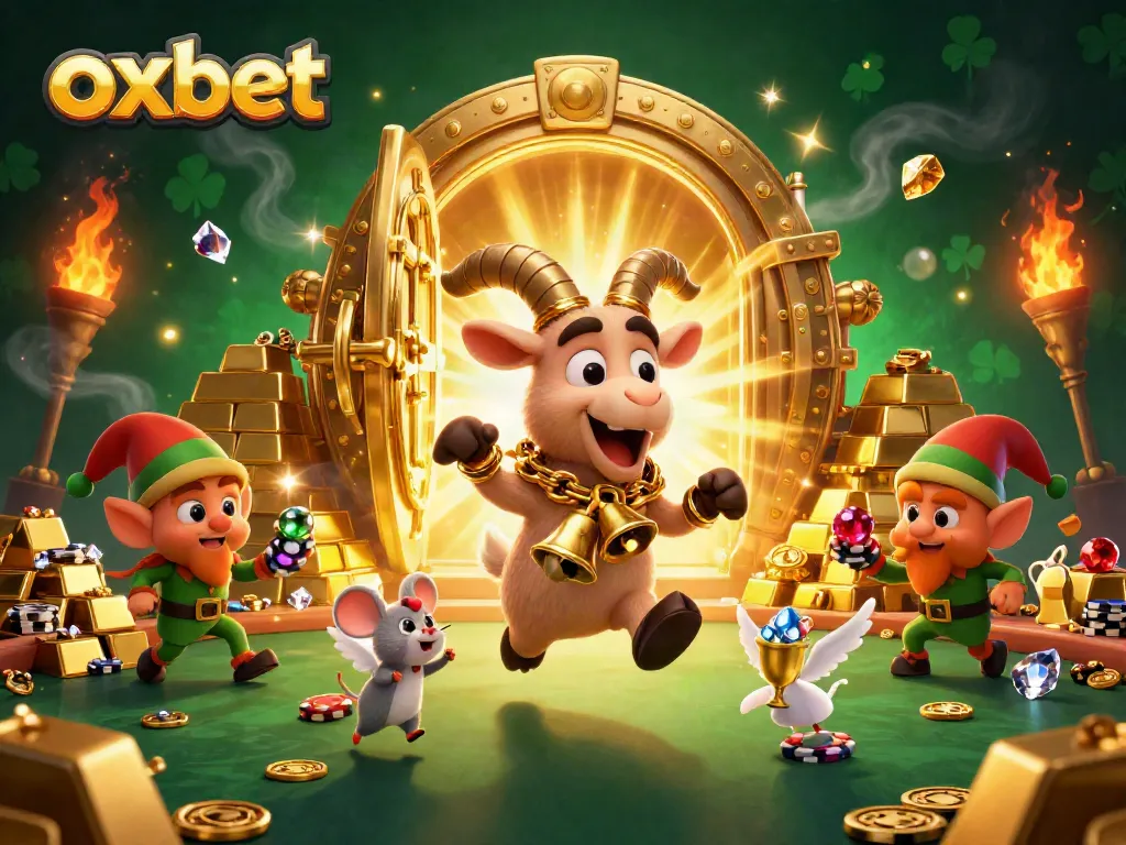 Experience the excitement of oxbet with a vibrant casino scene featuring whimsical characters in a dynamic setting.
