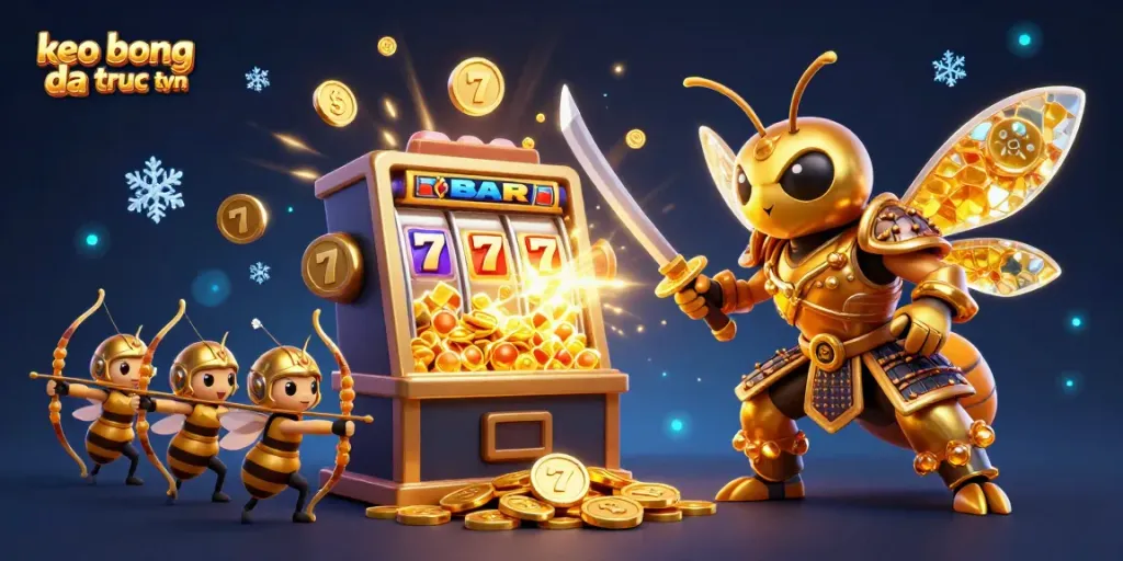 Engage with keo bong da truc tuyen in a celebratory scene of winning jackpots and exciting gameplay.