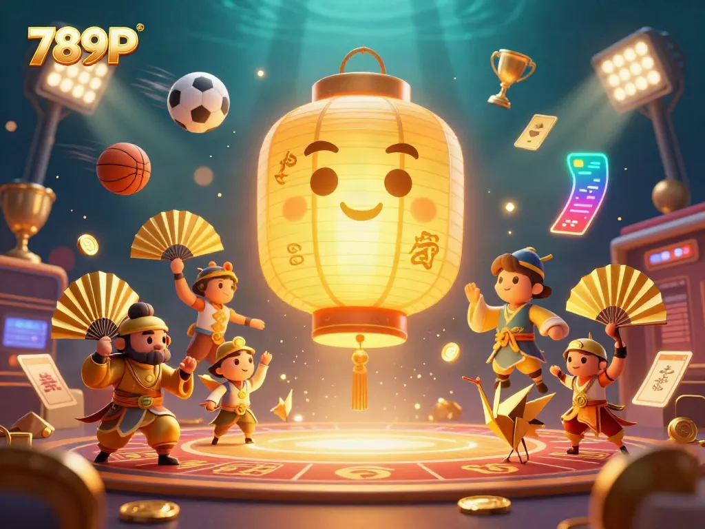 Immerse in the world of 789P with a dynamic 3D casino scene embodying vibrant gaming action and lucky symbols.