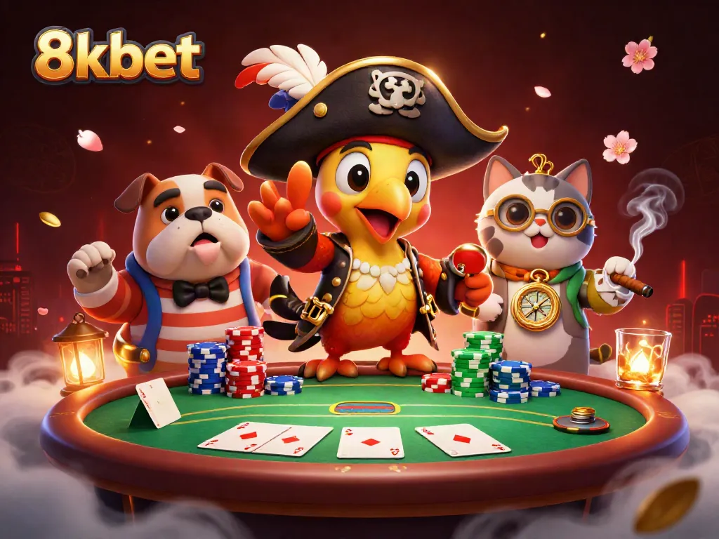 Experience immersive gaming excitement with 8xbet's vibrant casino scene featuring colorful poker elements.